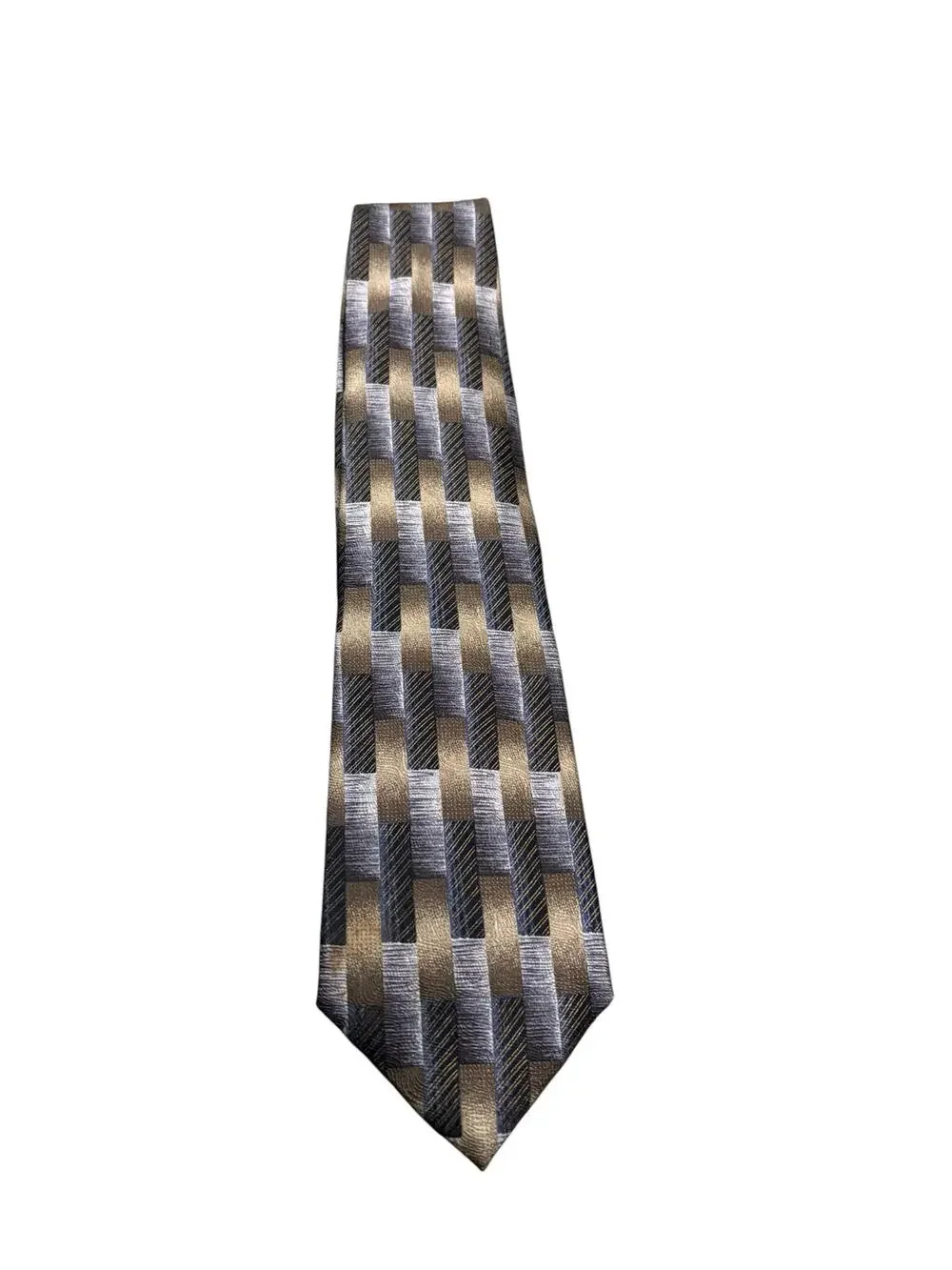 Barbara Blank Geometric Print 100% Silk X-Long Tie